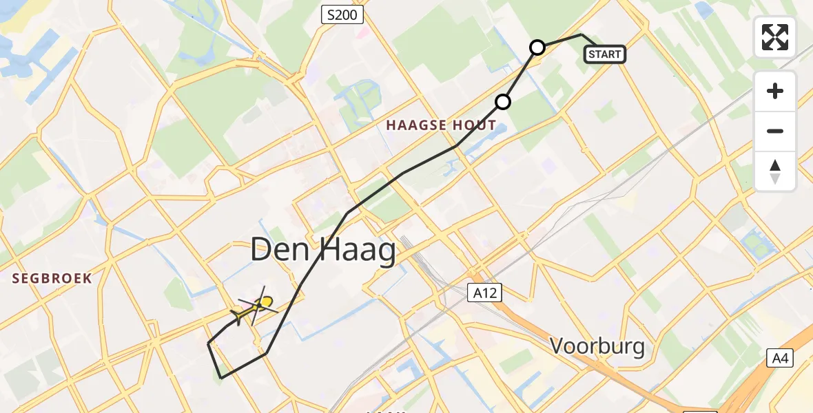 Routekaart van de vlucht: Lifeliner 2 naar Den Haag, Kerkpad