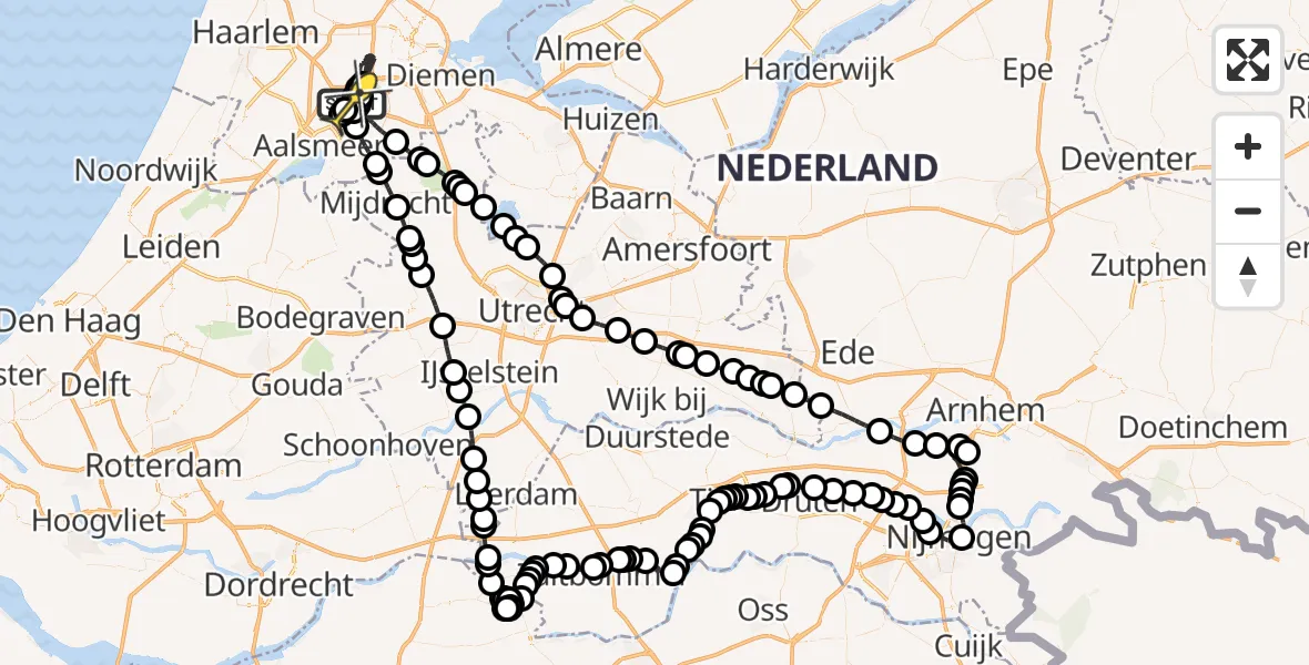 Routekaart van de vlucht: Politieheli naar Schiphol, Kraayveldstraat