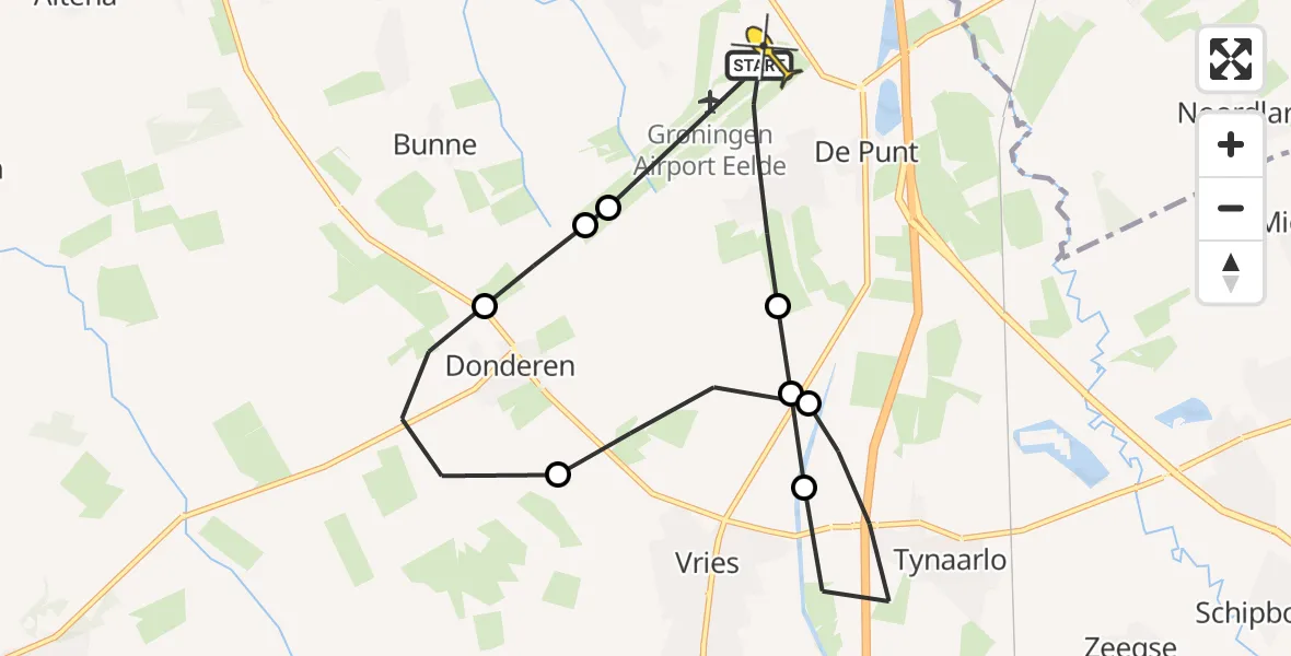 Routekaart van de vlucht: Lifeliner 4 naar Groningen Airport Eelde, Breukenweg