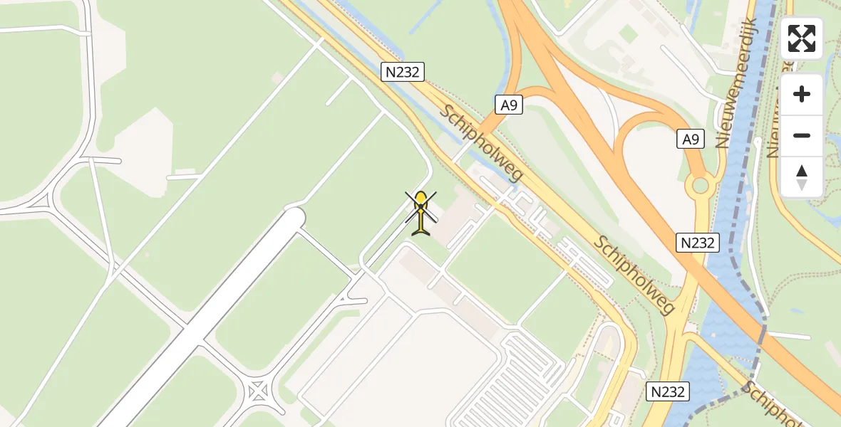 Vluchtroute Politiehelikopter van Schiphol naar Schiphol