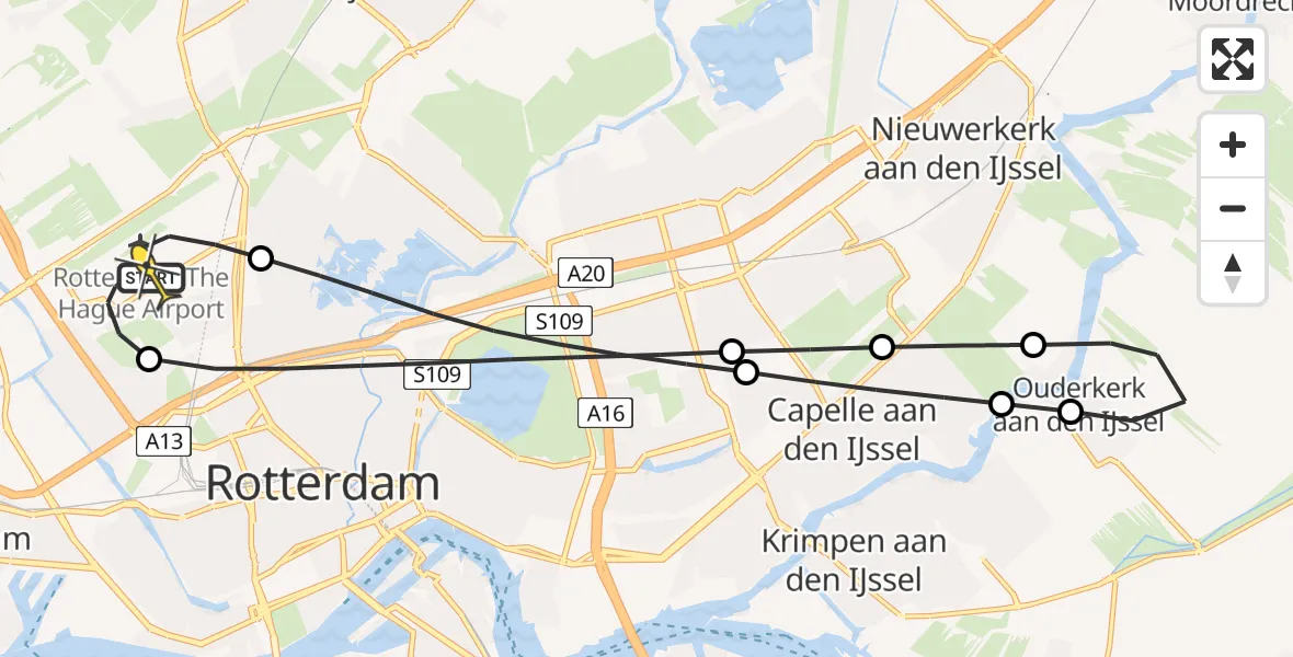 Routekaart van de vlucht: Lifeliner 2 naar Rotterdam The Hague Airport, Bovendijk