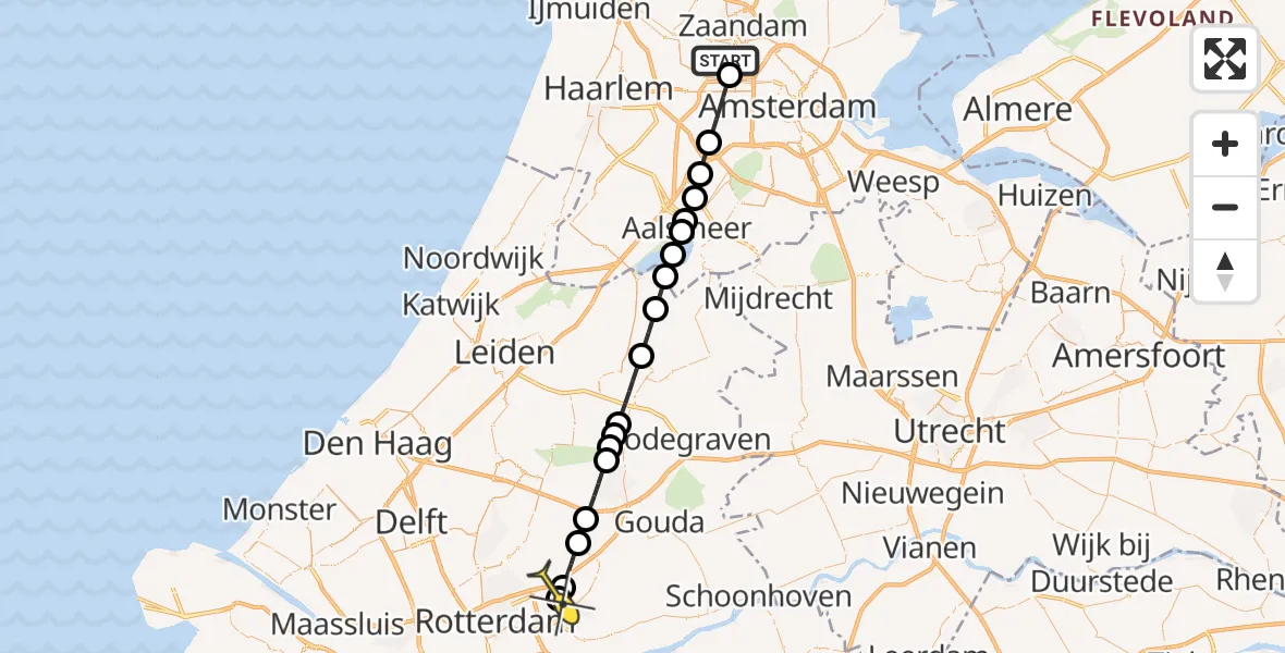 Routekaart van de vlucht: Lifeliner 1 naar Rotterdam, Westhaven