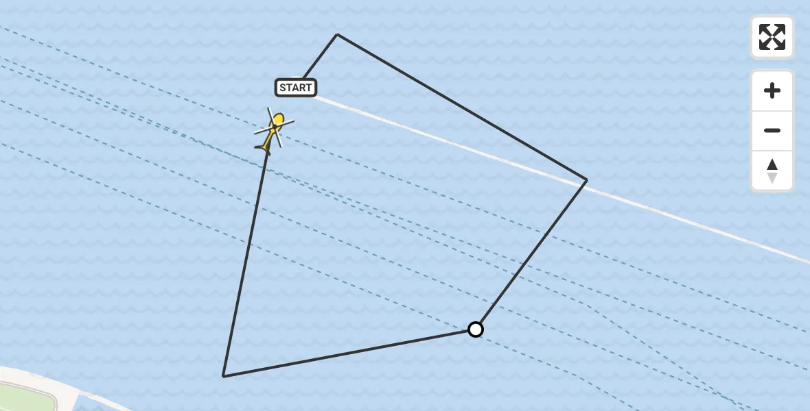 Routekaart van de vlucht: Politiehelikopter naar Hoek van Holland, Maasmond