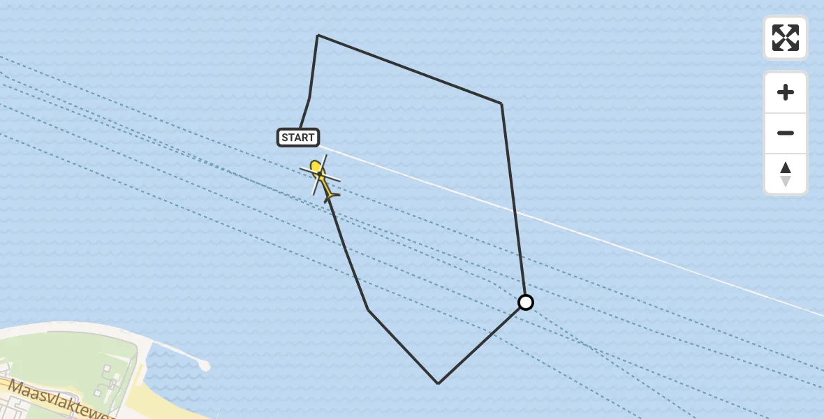 Routekaart van de vlucht: Politieheli naar Hoek van Holland, Maasmond