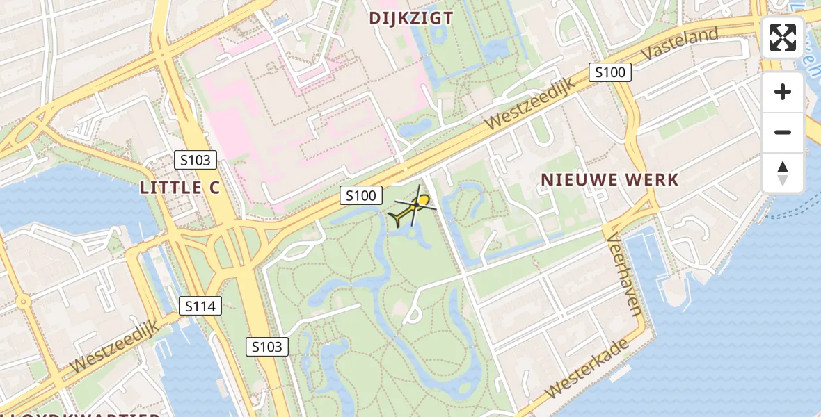 Routekaart van de vlucht: Lifeliner 1 naar Erasmus MC