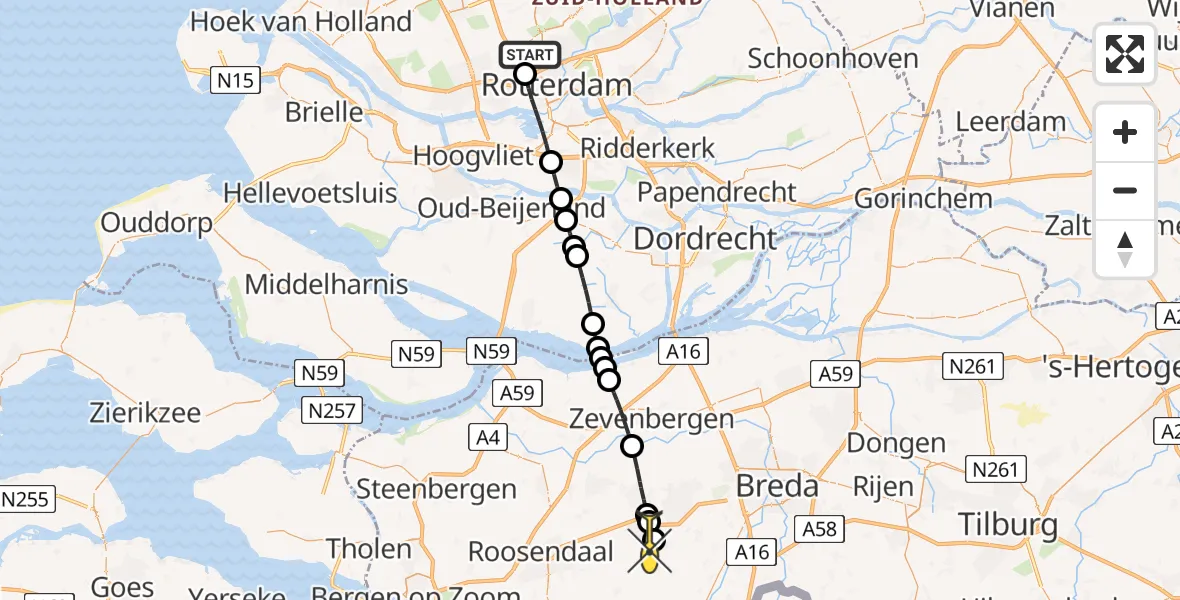 Routekaart van de vlucht: Lifeliner 2 naar Sprundel, Deelenpad
