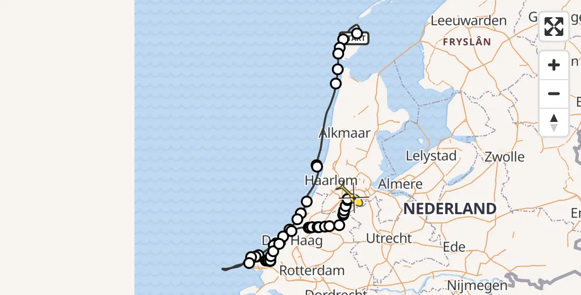 Routekaart van de vlucht: Politiehelikopter naar Schiphol, Postweg