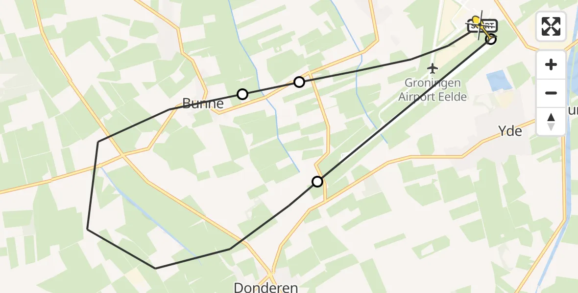Routekaart van de vlucht: Lifeliner 4 naar Groningen Airport Eelde, Veldkampweg