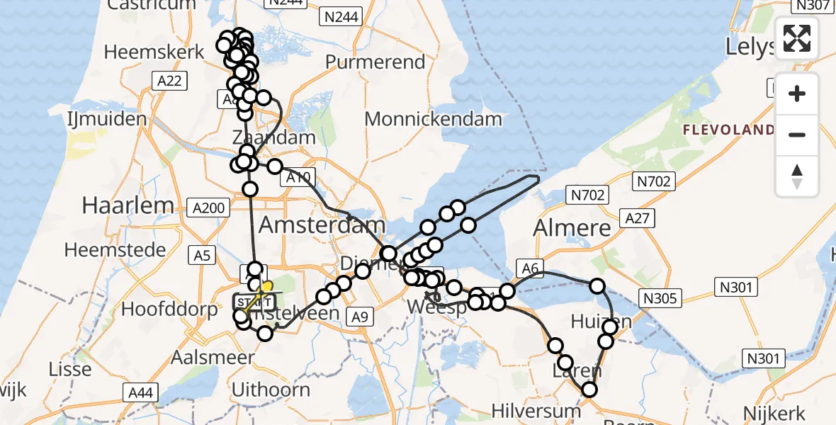 Vluchtroute Politiehelikopter van Schiphol naar Schiphol