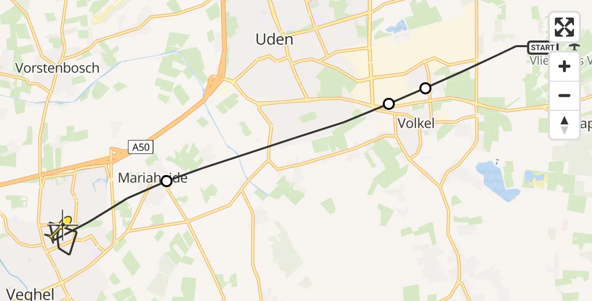 Routekaart van de vlucht: Lifeliner 3 naar Veghel, Kromstraat