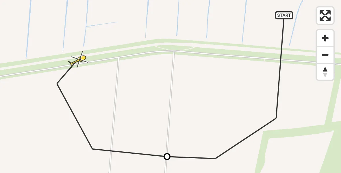 Routekaart van de vlucht: Ambulanceheli naar Kloosterburen, Oudezeedijk