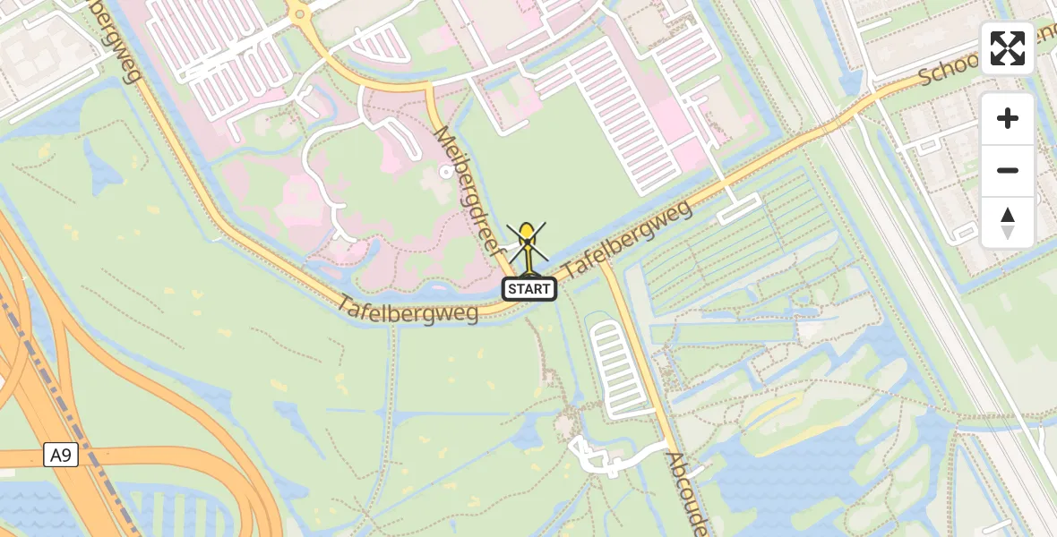 Routekaart van de vlucht: Lifeliner 1 naar Academisch Medisch Centrum (AMC), Helipad