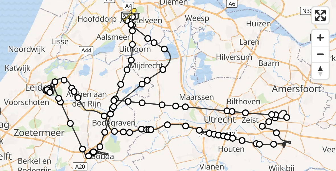 Vluchtroute Politiehelikopter van Schiphol naar Schiphol