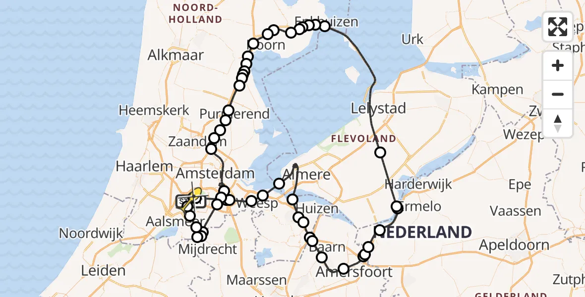 Routekaart van de vlucht: Politieheli naar Schiphol, Schipholweg