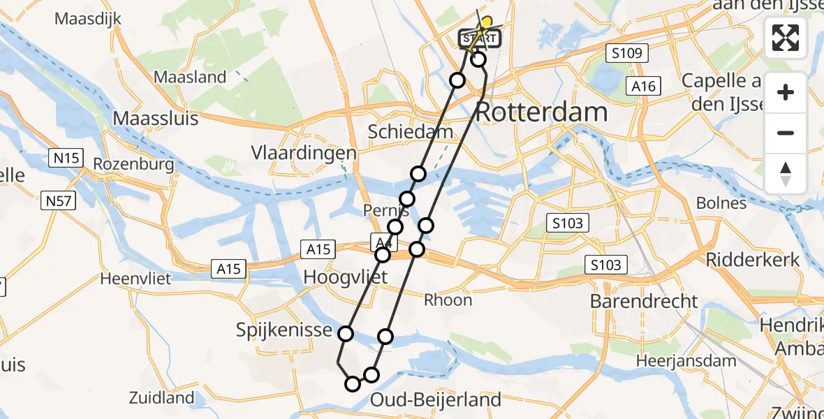 Routekaart van de vlucht: Lifeliner 2 naar Rotterdam The Hague Airport, Zestienhovensekade