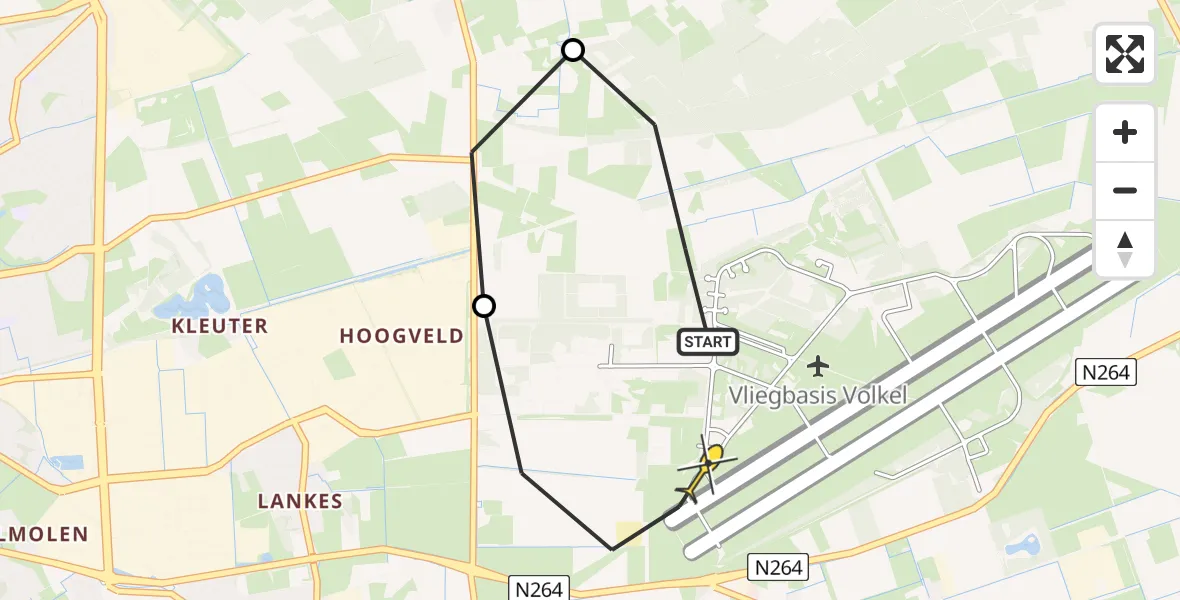 Routekaart van de vlucht: Lifeliner 3 naar Vliegbasis Volkel, Millsebaan