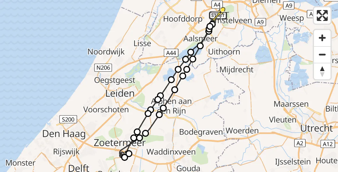 Routekaart van de vlucht: Politieheli naar Schiphol, Fokker Business Park