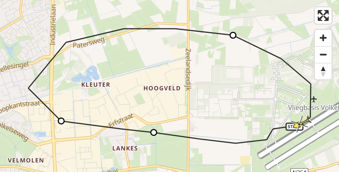 Routekaart van de vlucht: Lifeliner 3 naar Vliegbasis Volkel, Zeelandsedijk
