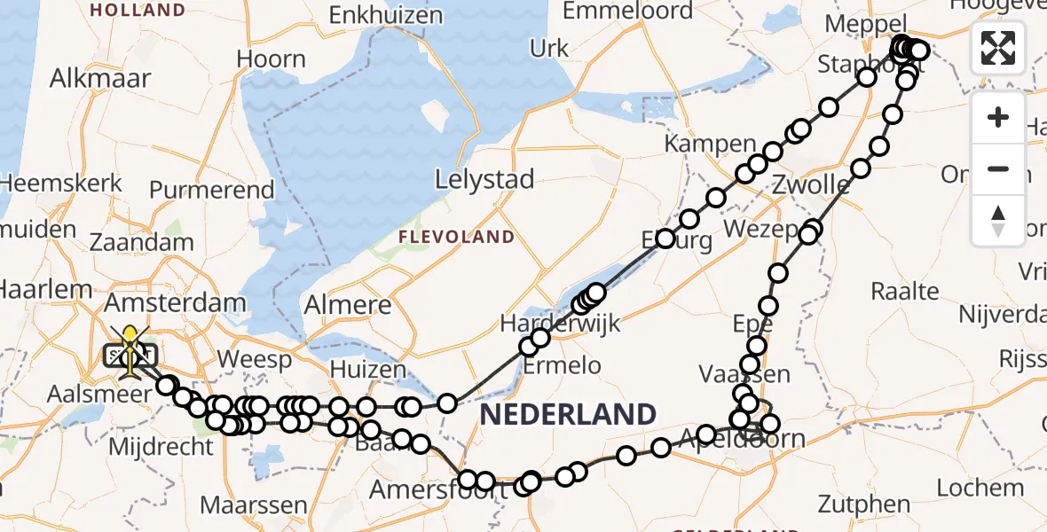 Routekaart van de vlucht: Politieheli naar Schiphol, Nieuwe Meerlaan