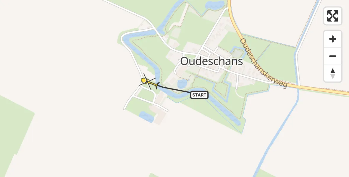 Routekaart van de vlucht: Lifeliner 4 naar Oudeschans, Dijkwal