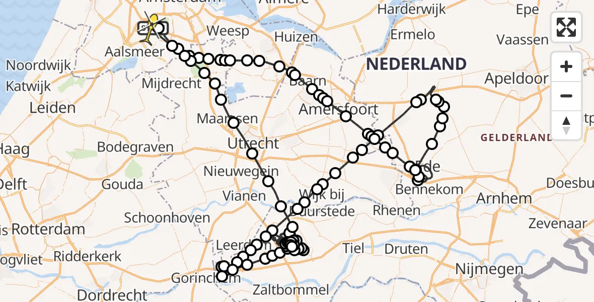 Vluchtroute Politiehelikopter van Schiphol naar Schiphol