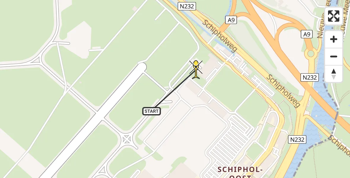 Routekaart van de vlucht: Politieheli naar Schiphol, Walaardt Sacréstraat
