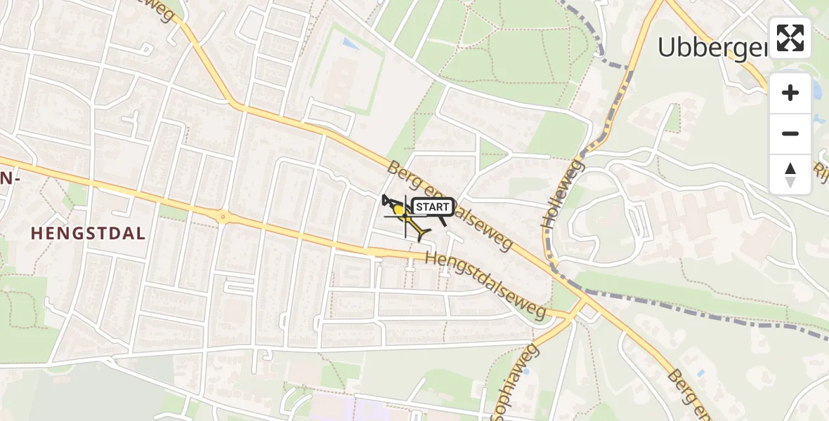 Routekaart van de vlucht: Politieheli naar Nijmegen, Hengstdalseweg
