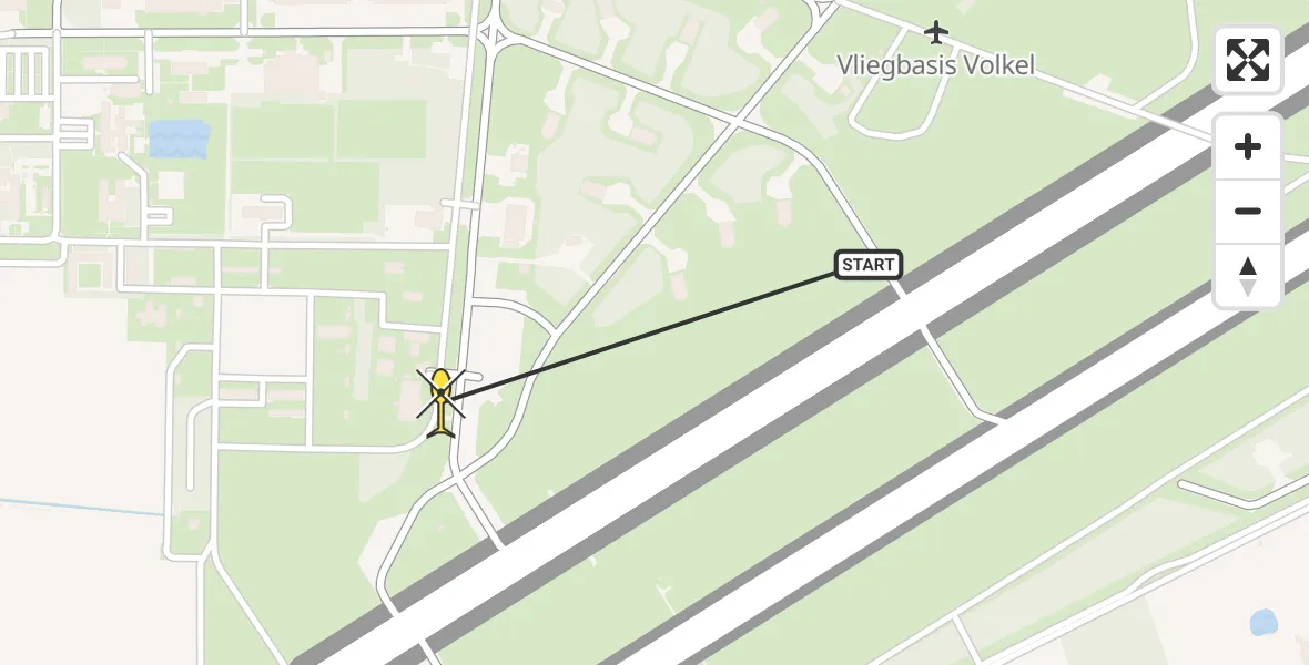 Vluchtroute Politiehelikopter van Vliegbasis Volkel naar Vliegbasis Volkel