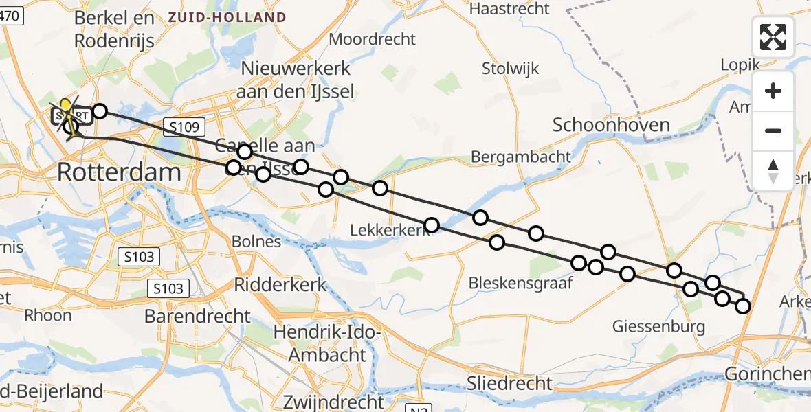 Routekaart van de vlucht: Lifeliner 2 naar Rotterdam The Hague Airport, Volkelstraat