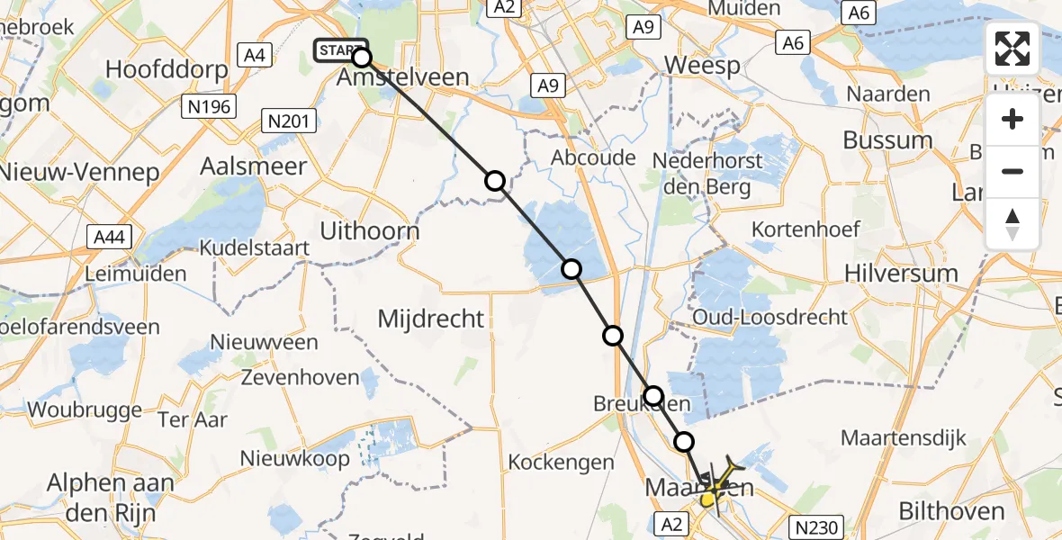 Routekaart van de vlucht: Politiehelikopter naar Maarssen, Loevesteinse Randweg