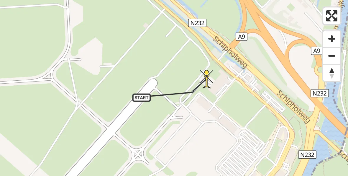 Vluchtroute Politiehelikopter van Schiphol naar Schiphol