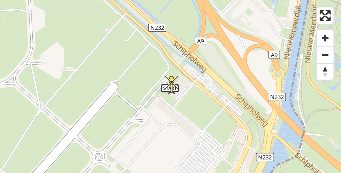 Routekaart van de vlucht: Politieheli naar Schiphol, Walaardt Sacréstraat