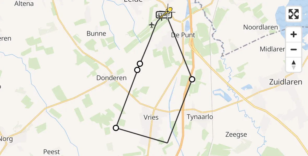 Routekaart van de vlucht: Lifeliner 4 naar Groningen Airport Eelde, Luchtenburgerweg