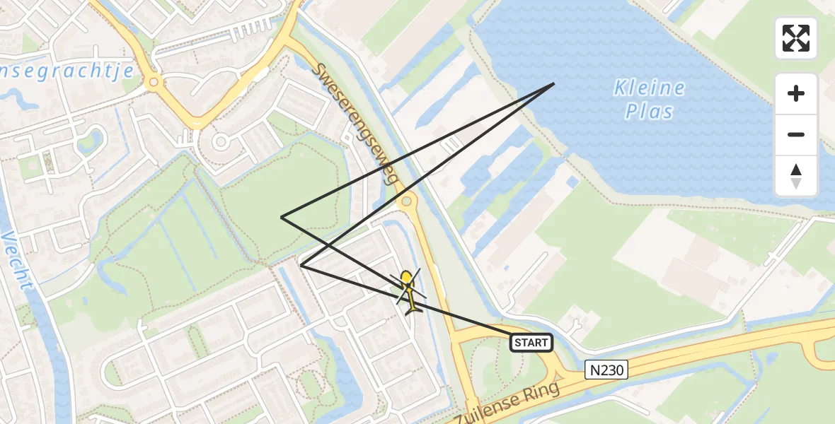 Routekaart van de vlucht: Politieheli naar Maarssen, Meidoornpad