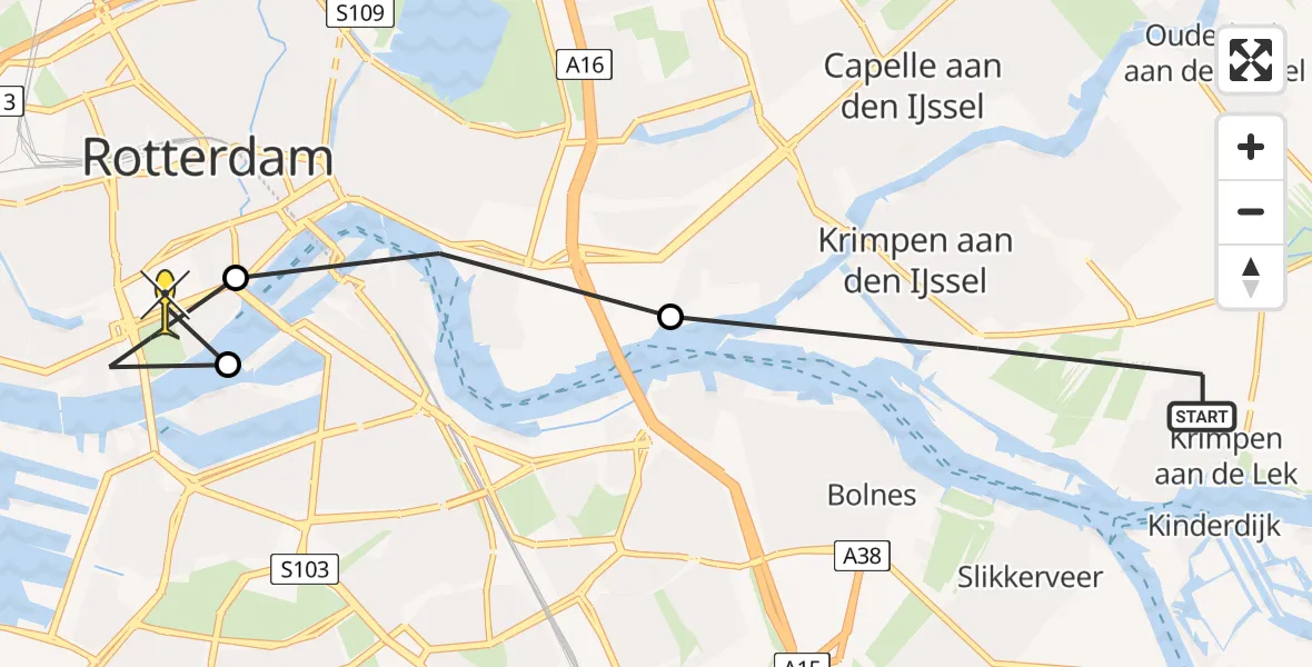 Routekaart van de vlucht: Lifeliner 2 naar Erasmus MC, Verbindingsweg