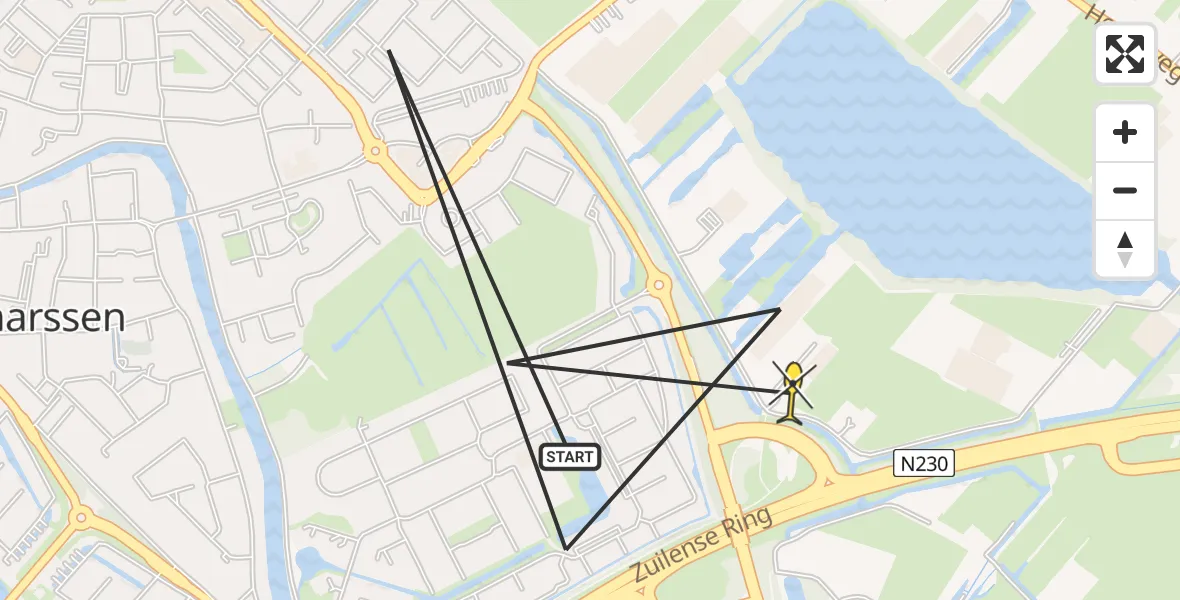 Routekaart van de vlucht: Politieheli naar Maarssen, Buitenweg