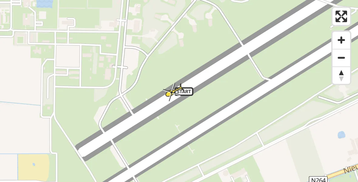 Routekaart van de vlucht: Politieheli naar Vliegbasis Volkel, Zeelandsedijk