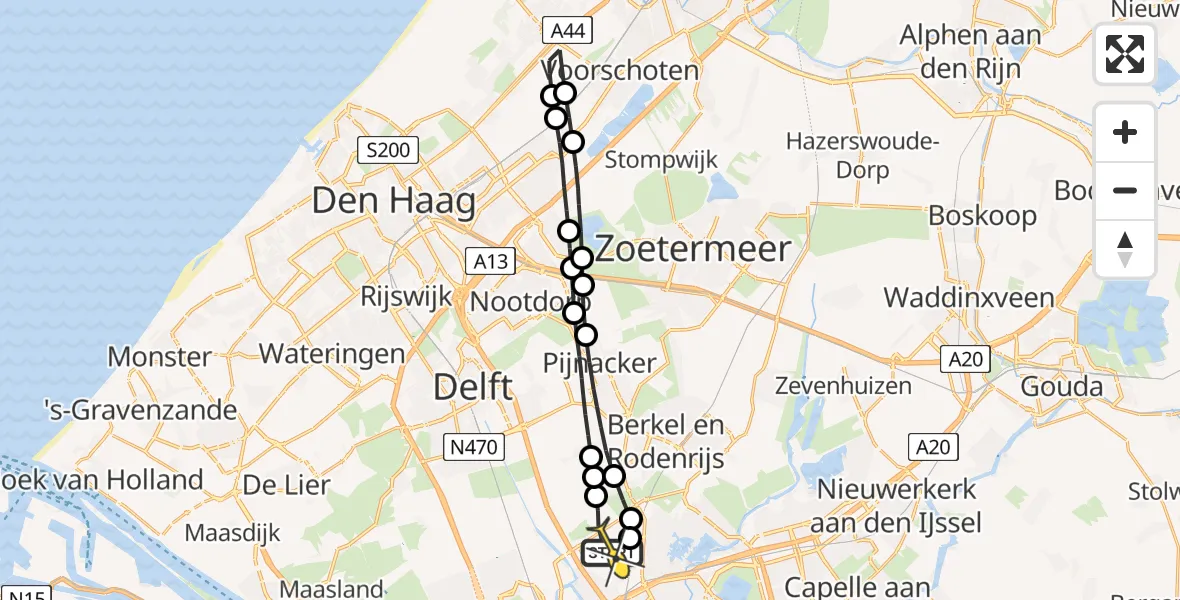 Routekaart van de vlucht: Lifeliner 2 naar Rotterdam The Hague Airport, Molenweg