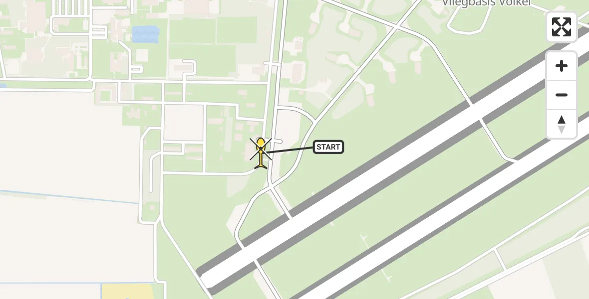 Vluchtroute Politiehelikopter van Vliegbasis Volkel naar Vliegbasis Volkel