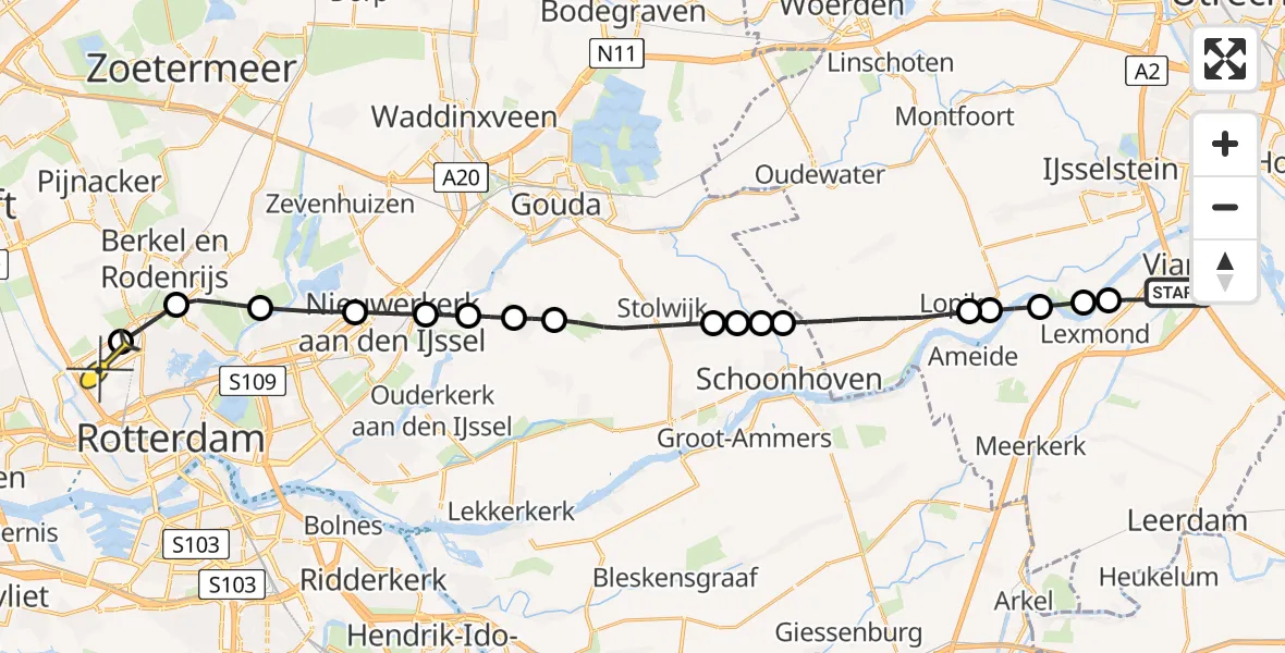 Routekaart van de vlucht: Lifeliner 2 naar Rotterdam The Hague Airport, Lexmondsestraatweg
