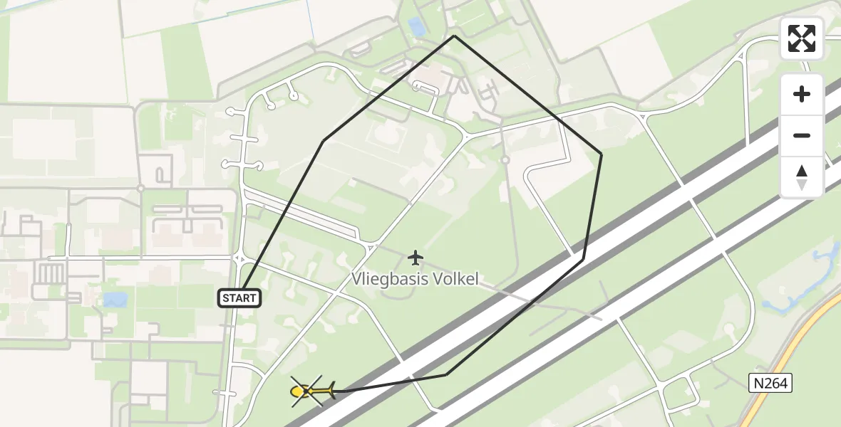 Routekaart van de vlucht: Lifeliner 3 naar Vliegbasis Volkel, Zeelandsedijk
