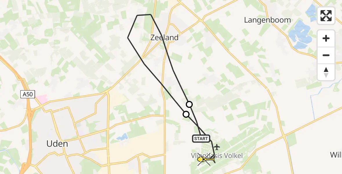 Routekaart van de vlucht: Lifeliner 3 naar Vliegbasis Volkel, Achter-Oventje