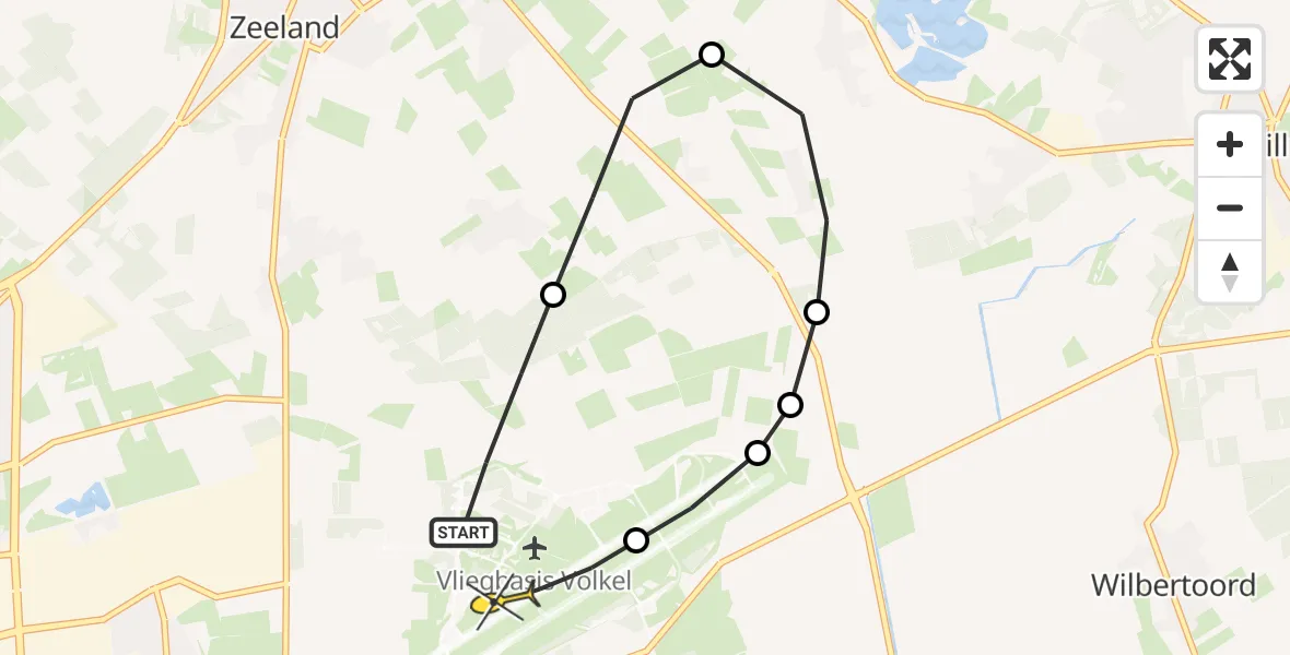 Routekaart van de vlucht: Lifeliner 3 naar Vliegbasis Volkel, Millsebaan