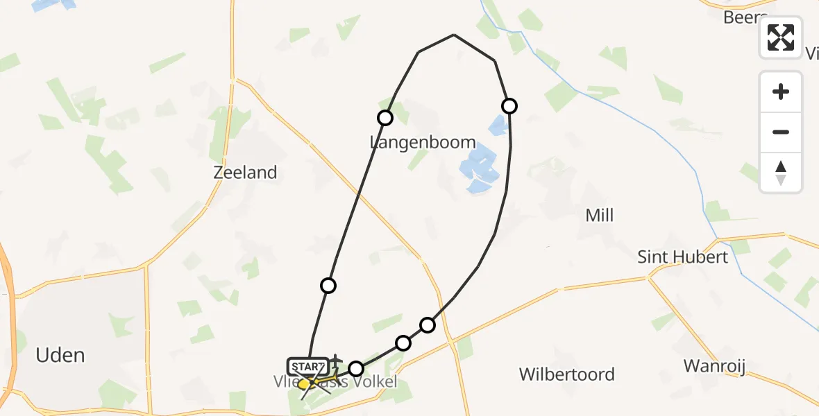 Routekaart van de vlucht: Lifeliner 3 naar Vliegbasis Volkel, Houtvennen