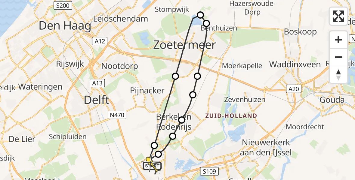 Routekaart van de vlucht: Lifeliner 2 naar Rotterdam The Hague Airport, Brandenburgbaan