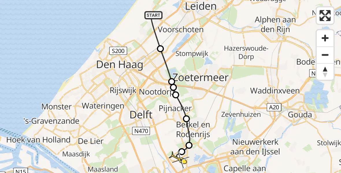 Routekaart van de vlucht: Lifeliner 2 naar Rotterdam The Hague Airport, Duinrell