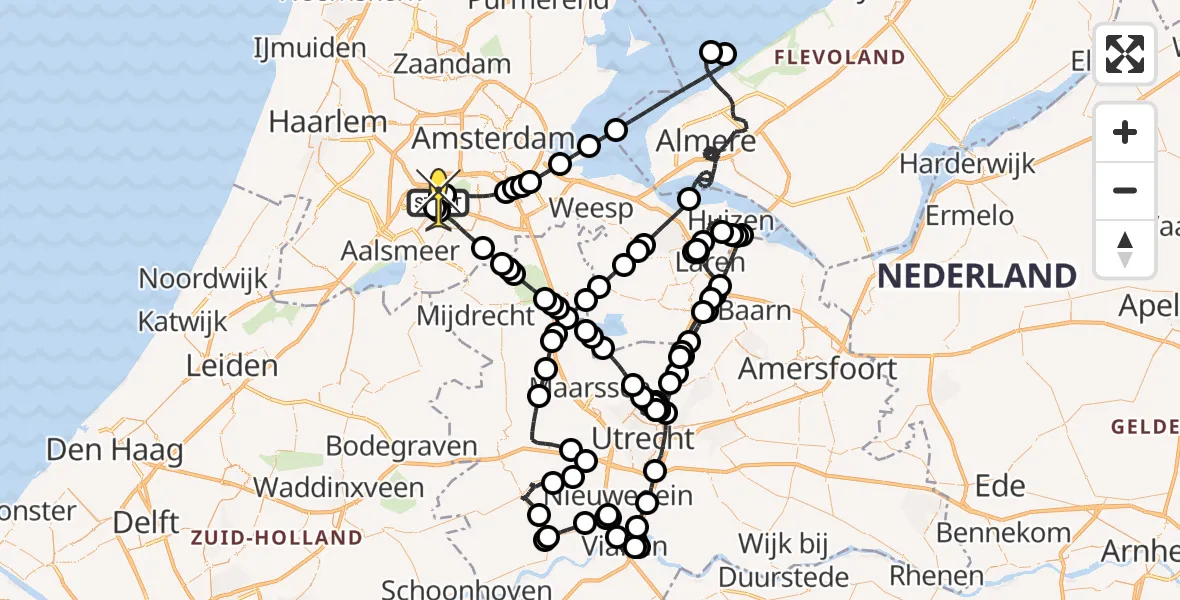 Routekaart van de vlucht: Politieheli naar Schiphol, Kraayveldstraat