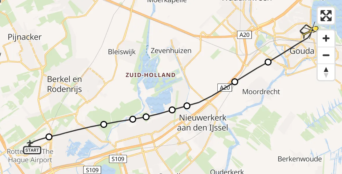 Routekaart van de vlucht: Lifeliner 2 naar Gouda, Bovendijk