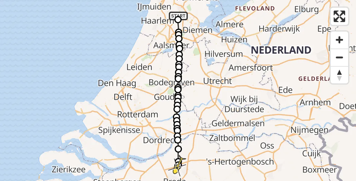 Routekaart van de vlucht: Lifeliner 1 naar Den Hout, Hornweg
