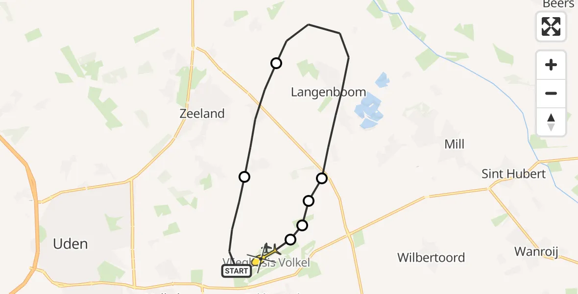 Routekaart van de vlucht: Lifeliner 3 naar Vliegbasis Volkel, zeelandsedijk
